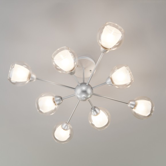 Потолочная люстра со стеклянными плафонами 30163/8 серебро Потолочная люстра со стеклянными плафонами 30163/8 серебро