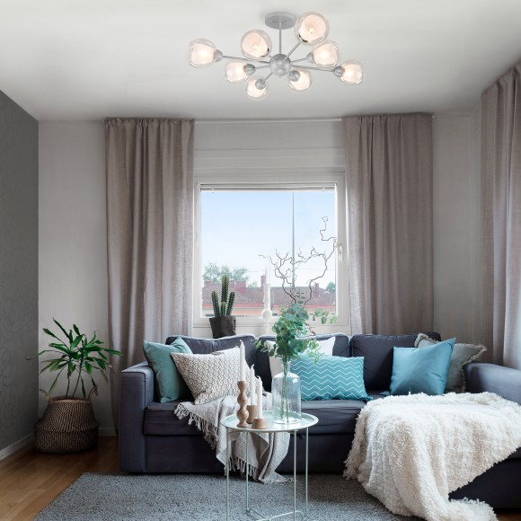 Потолочная люстра со стеклянными плафонами 30163/8 серебро Потолочная люстра со стеклянными плафонами 30163/8 серебро