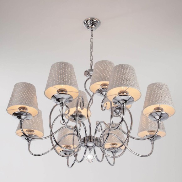 Подвесная люстра с абажурами 70068/12 хром Подвесная люстра с абажурами 70068/12 хром