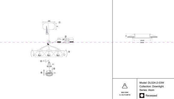 Встраиваемый светильник Maytoni Atom DL024-2-03W