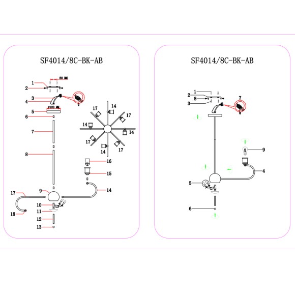 Люстра SF4014/8C-BK-AB VIANO Seven Fires Люстра SF4014/8C-BK-AB VIANO Seven Fires
