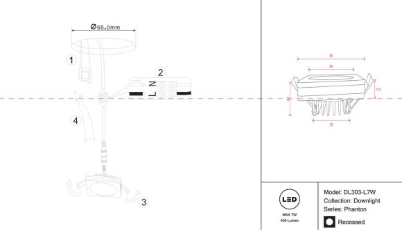 Встраиваемый светодиодный светильник Maytoni Phanton DL303-L7W Встраиваемый светодиодный светильник Maytoni Phanton DL303-L7W