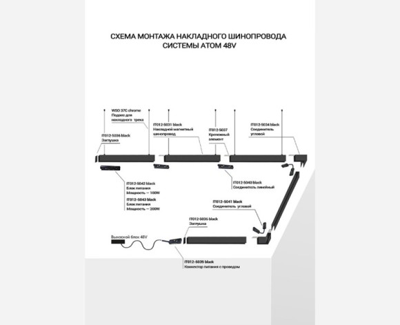 Подвод питания ITALLINE IT012-5039 black Подвод питания ITALLINE IT012-5039 black