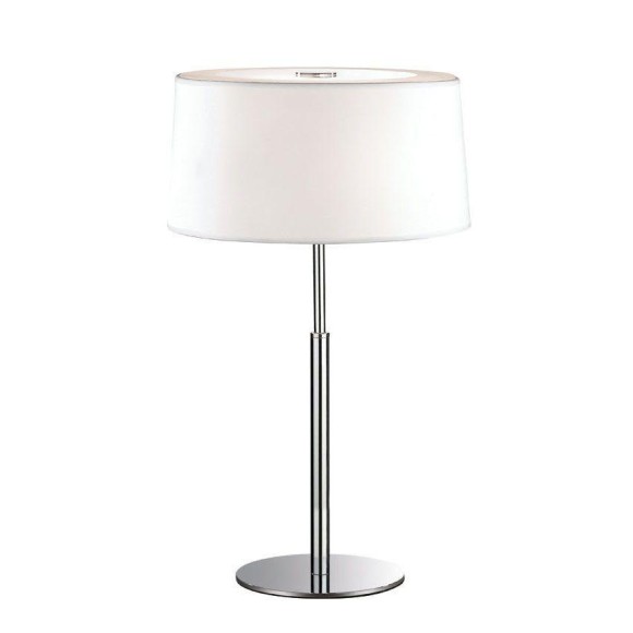 Лампа настольная Ideal Lux Hilton TL2 макс.2x40Вт Е14 IP20 Хром/Белый Металл/ПВХ/Ткань Выкл. 075532