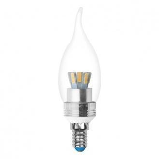 Лампа светодиодная (07895) E14 5W 4500K свеча на ветру прозрачная LED-CW37P-5W/NW/E14/CL