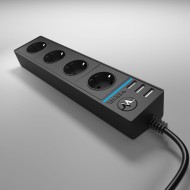 Розеточный блок 4-х местный + 3 USB черный Werkel WL20-04-03 Розеточный блок 4-х местный + 3 USB черный Werkel WL20-04-03