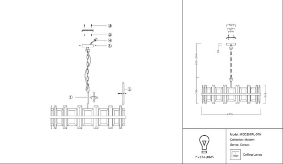 Подвесная люстра Maytoni Cerezo MOD201PL-07N
