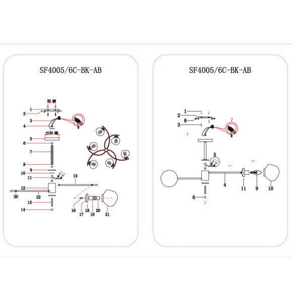 Люстра SF4005/6C-BK-AB DARE Seven Fires