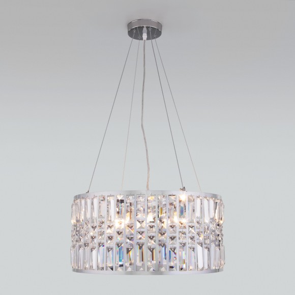 Подвесная хрустальная люстра 10116/5 хром/прозрачный хрусталь Strotskis