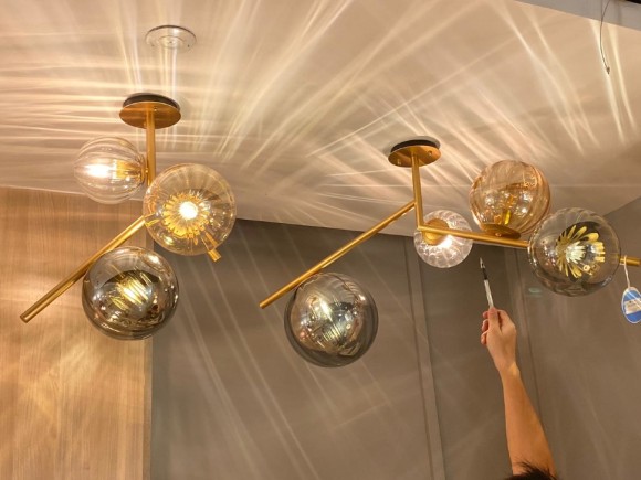 Люстра потолочная бронза 9932-4xE14-BrClAmbSm