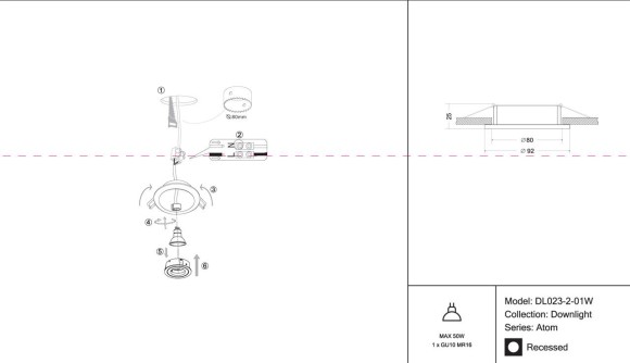 Встраиваемый светильник Maytoni Atom DL023-2-01W