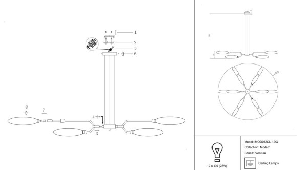 Подвесная люстра Maytoni Ventura MOD012CL-12G