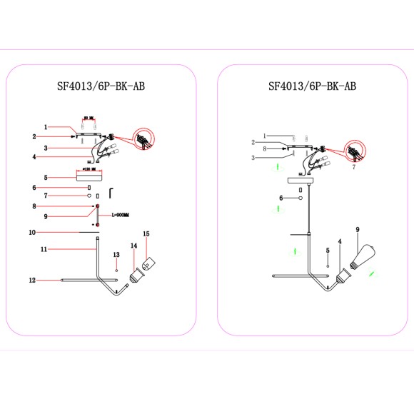 Люстра SF4013/6P-BK-AB LAJNATE Seven Fires Люстра SF4013/6P-BK-AB LAJNATE Seven Fires