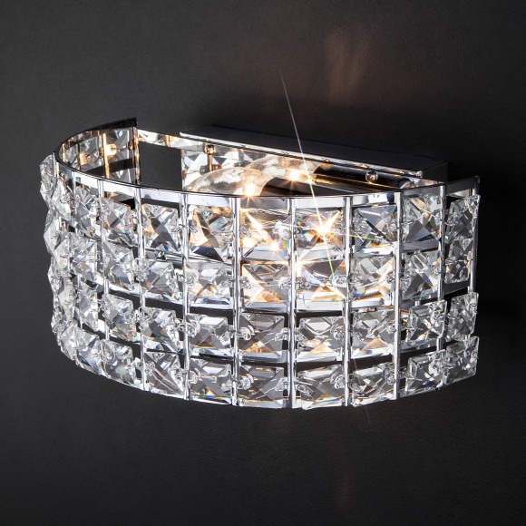 Настенный светильник с хрусталем 10115/2 хром/прозрачный хрусталь Strotskis Настенный светильник с хрусталем 10115/2 хром/прозрачный хрусталь Strotskis