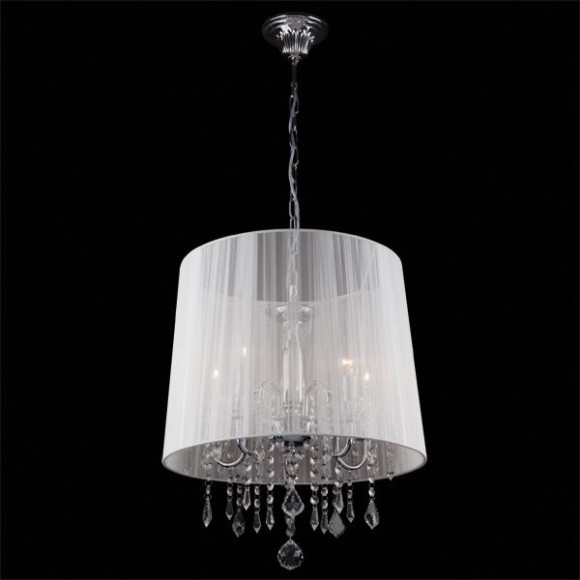 Подвесная люстра с абажуром 2045/5 хром/белый Подвесная люстра с абажуром 2045/5 хром/белый