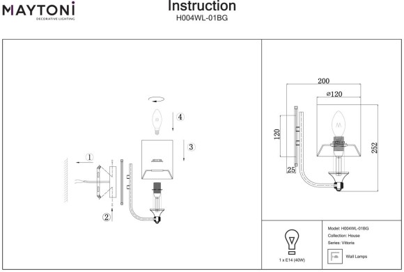 Бра Maytoni Vittoria H004WL-01BG