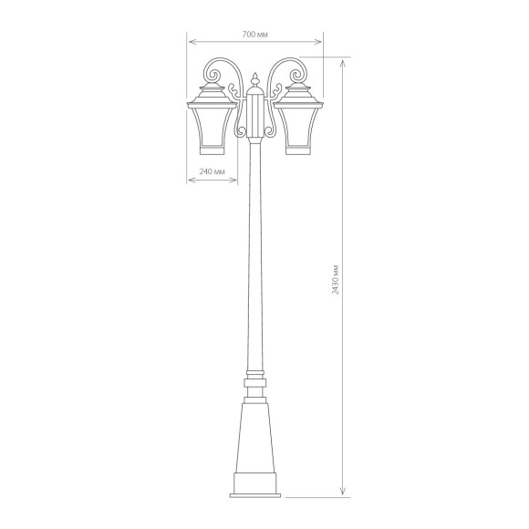 Libra F/2 венге уличный двухрожковый светильник на столбе IP33 GLXT-1408F/2 Elektrostandard
