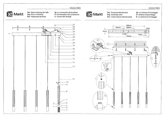Подвесной светильник 631017005 Ракурс De Markt
