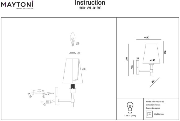 Бра Maytoni Zaragoza H001WL-01BS Бра Maytoni Zaragoza H001WL-01BS