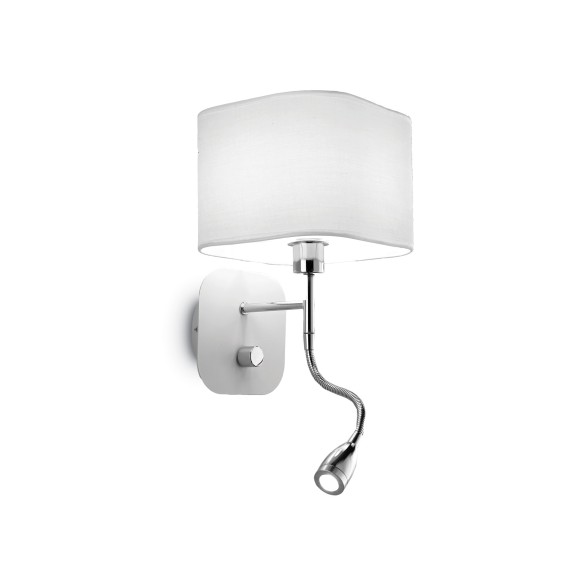 Настенный светильник Ideal Lux Holiday макс.40Вт/Е14+1Вт/LED Белый/Хром Ткань/Металл Выкл. 124162