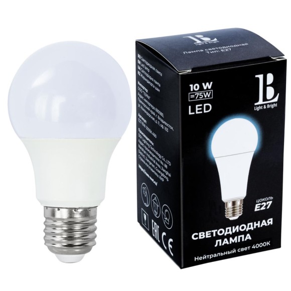 Лампочка E27-10W-4000K-A60_lb L&B