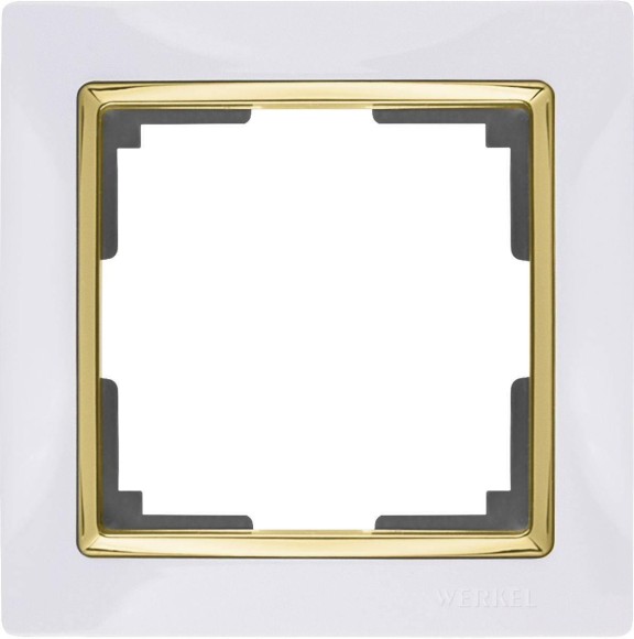 Рамка на 1 пост (белый/золото) Werkel WL03-Frame-01-white-GD
