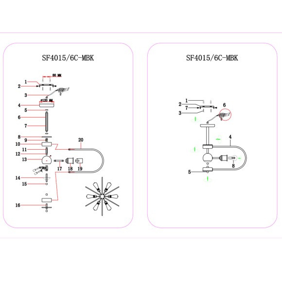 Люстра SF4015/6C-MBK MERONE Seven Fires Люстра SF4015/6C-MBK MERONE Seven Fires