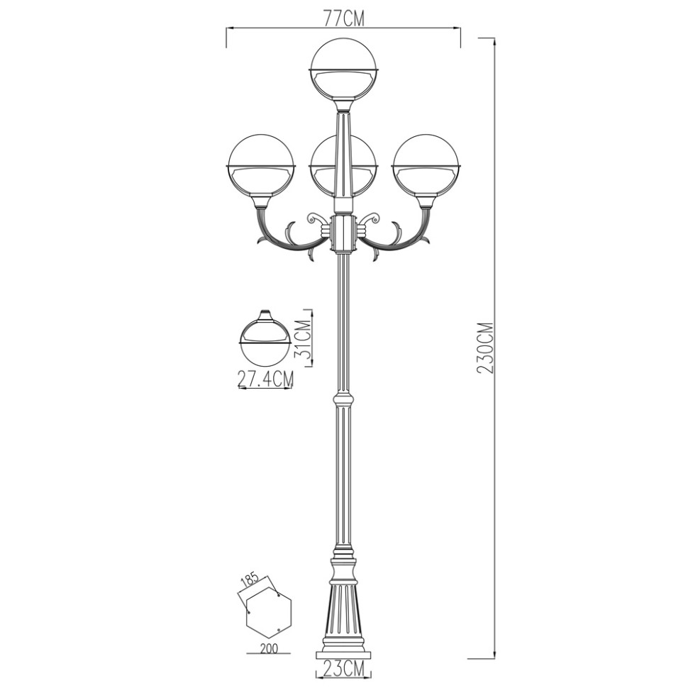 Arte Lamp садово-парковый светильник Monaco a1497pa-4bk