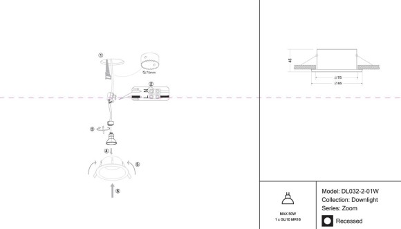 Встраиваемый светильник Maytoni Zoom DL032-2-01W Встраиваемый светильник Maytoni Zoom DL032-2-01W