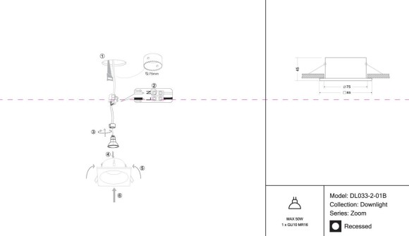 Встраиваемый светильник Maytoni Zoom DL033-2-01B Встраиваемый светильник Maytoni Zoom DL033-2-01B