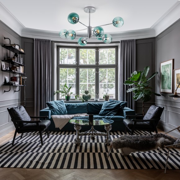 Потолочная люстра со стеклянными плафонами 30166/8 хром