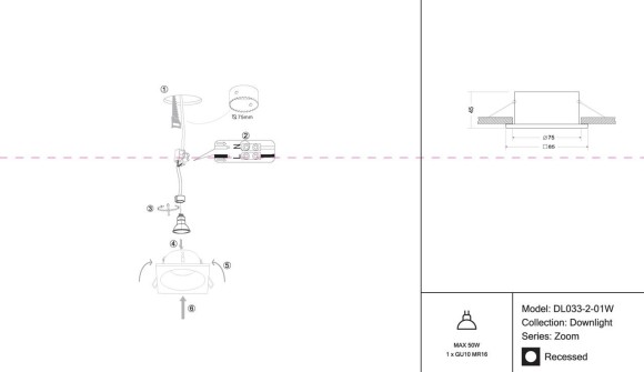 Встраиваемый светильник Maytoni Zoom DL033-2-01W Встраиваемый светильник Maytoni Zoom DL033-2-01W