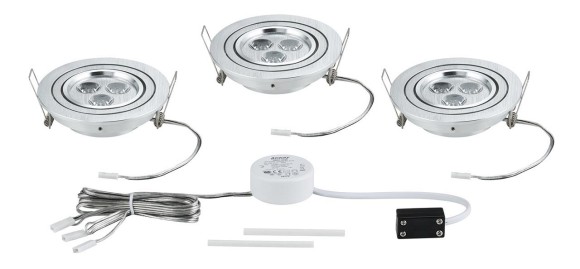 92530 Светильник комплект Aria rund schw LED 3x3W, алюминий тертый 92530 Светильник комплект Aria rund schw LED 3x3W, алюминий тертый