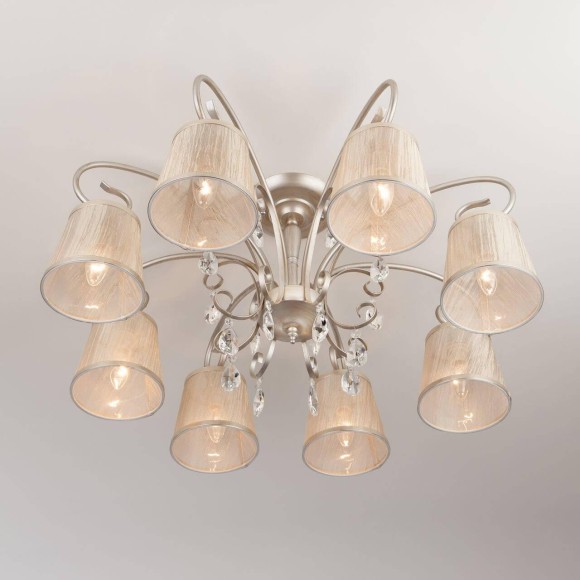 Потолочная люстра с абажурами 60065/8 серебро Потолочная люстра с абажурами 60065/8 серебро