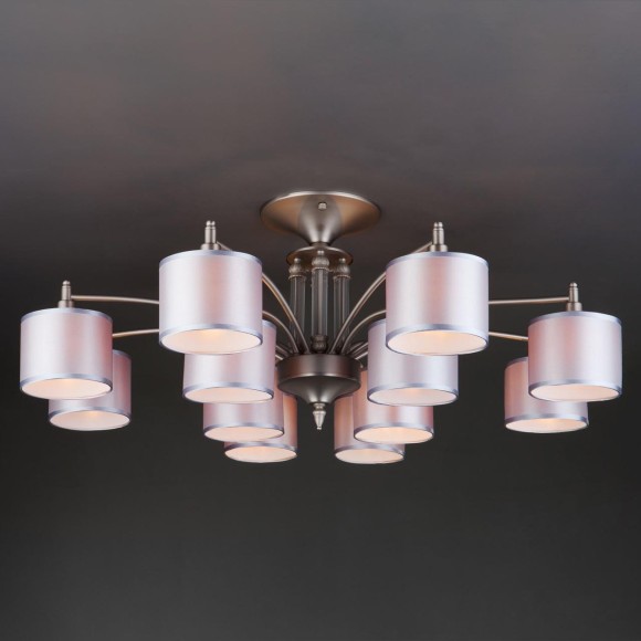 Классическая люстра с абажурами 60080/12 сатин-никель Классическая люстра с абажурами 60080/12 сатин-никель