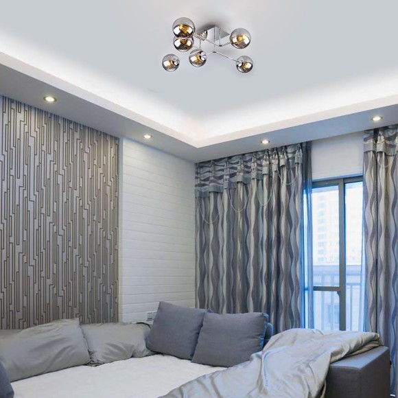 Потолочный светильник с круглыми стеклянными плафонами 30140/6 хром Потолочный светильник с круглыми стеклянными плафонами 30140/6 хром