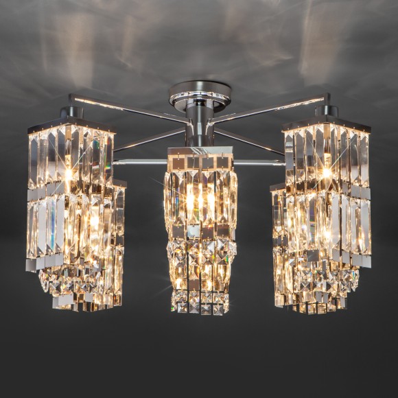 Подвесная люстра с хрусталем 10100/8 хром/прозрачный хрусталь Strotskis Подвесная люстра с хрусталем 10100/8 хром/прозрачный хрусталь Strotskis