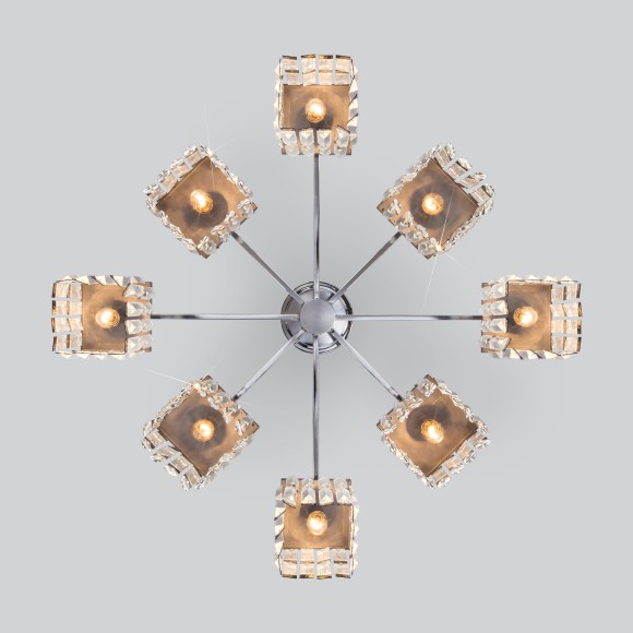 Подвесная люстра с хрусталем 10100/8 хром/прозрачный хрусталь Strotskis Подвесная люстра с хрусталем 10100/8 хром/прозрачный хрусталь Strotskis