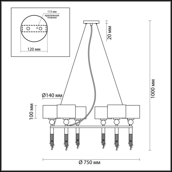 4516/6 NEOCLASSI LN21 116 античная латунь, черный Люстра E27 6*60W 220V SANTIAGO 4516/6 NEOCLASSI LN21 116 античная латунь, черный Люстра E27 6*60W 220V SANTIAGO