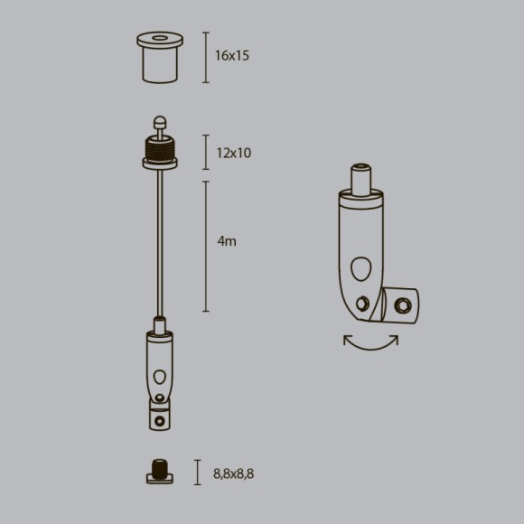 Подвесной комплект Maytoni Technical ALM-3535R-P-2M Подвесной комплект Maytoni Technical ALM-3535R-P-2M