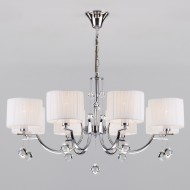 Подвесная люстра с с белыми абажурами 60095/8 хром Подвесная люстра с с белыми абажурами 60095/8 хром