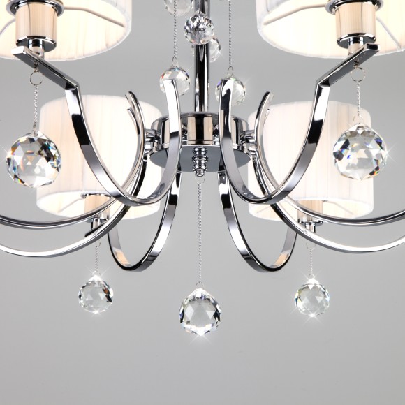 Подвесная люстра с с белыми абажурами 60095/8 хром Подвесная люстра с с белыми абажурами 60095/8 хром