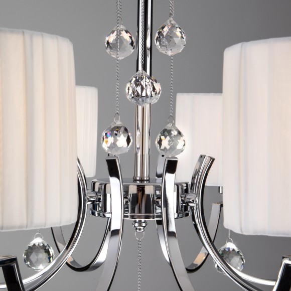 Подвесная люстра с с белыми абажурами 60095/8 хром Подвесная люстра с с белыми абажурами 60095/8 хром