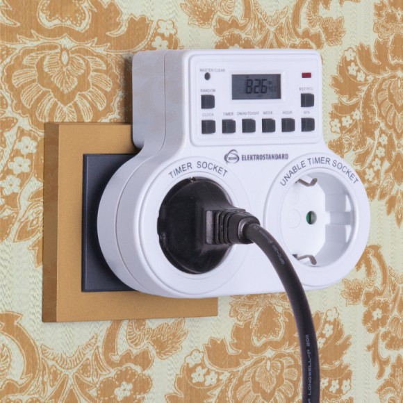 Розетка-таймер 16A x2 IP20 Белый TMH-E-5 Elektrostandard