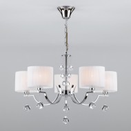 Люстра с белыми абажурами 60095/5 хром Люстра с белыми абажурами 60095/5 хром