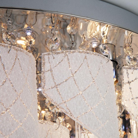 Люстра потолочная с хрусталем и пультом управления 80117/9 хром/белый