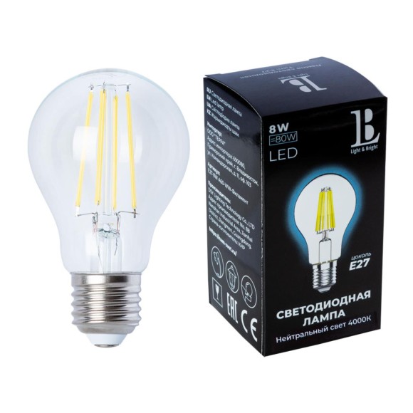 Лампочка E27-8W-A60-NH-filament_lb L&B