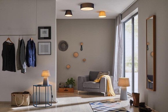 Торшер Paulmann Kelt Н620мм макс.20Вт Е27 IP20 230В Тканевый абажур серого цвета Выкл. 79735