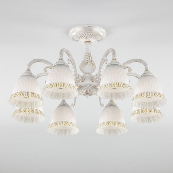 Классическая люстра со стеклянными плафонами 60107/8 белый с золотом Классическая люстра со стеклянными плафонами 60107/8 белый с золотом