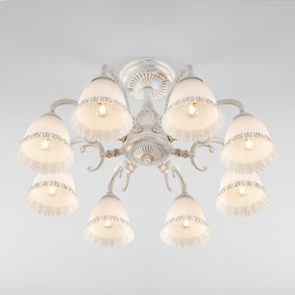 Классическая люстра со стеклянными плафонами 60107/8 белый с золотом Классическая люстра со стеклянными плафонами 60107/8 белый с золотом